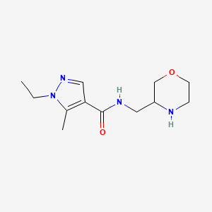 molecular formula C12H20N4O2 B7437049 1-ethyl-5-methyl-N-(morpholin-3-ylmethyl)pyrazole-4-carboxamide 