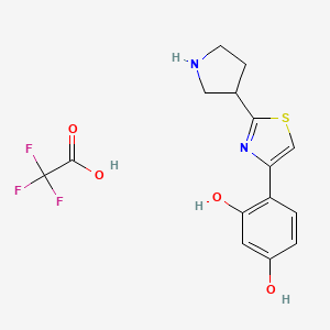 molecular formula C15H15F3N2O4S B7437062 4-(2-Pyrrolidin-3-yl-1,3-thiazol-4-yl)benzene-1,3-diol;2,2,2-trifluoroacetic acid 