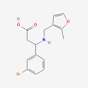 molecular formula C15H16BrNO3 B7437076 3-(3-Bromophenyl)-3-[(2-methylfuran-3-yl)methylamino]propanoic acid 