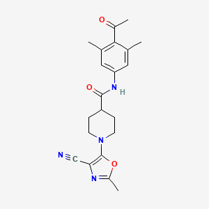 molecular formula C21H24N4O3 B7437077 N-(4-acetyl-3,5-dimethylphenyl)-1-(4-cyano-2-methyl-1,3-oxazol-5-yl)piperidine-4-carboxamide 