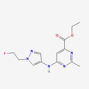 molecular formula C13H16FN5O2 B7437095 Ethyl 6-[[1-(2-fluoroethyl)pyrazol-4-yl]amino]-2-methylpyrimidine-4-carboxylate 