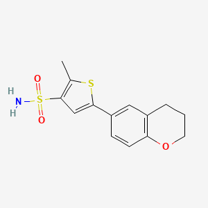 molecular formula C14H15NO3S2 B7437126 5-(3,4-dihydro-2H-chromen-6-yl)-2-methylthiophene-3-sulfonamide 