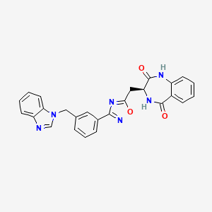 molecular formula C26H20N6O3 B7437163 (3S)-3-[[3-[3-(benzimidazol-1-ylmethyl)phenyl]-1,2,4-oxadiazol-5-yl]methyl]-3,4-dihydro-1H-1,4-benzodiazepine-2,5-dione 