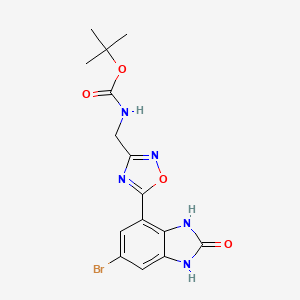 molecular formula C15H16BrN5O4 B7437170 tert-butyl N-[[5-(6-bromo-2-oxo-1,3-dihydrobenzimidazol-4-yl)-1,2,4-oxadiazol-3-yl]methyl]carbamate 
