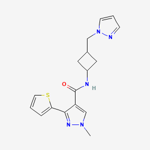 molecular formula C17H19N5OS B7437184 1-methyl-N-[3-(pyrazol-1-ylmethyl)cyclobutyl]-3-thiophen-2-ylpyrazole-4-carboxamide 
