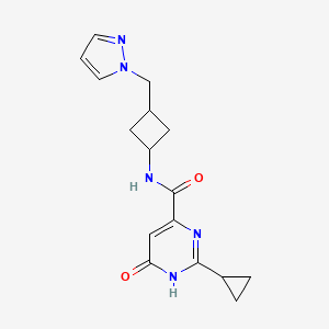 molecular formula C16H19N5O2 B7437191 2-cyclopropyl-6-oxo-N-[3-(pyrazol-1-ylmethyl)cyclobutyl]-1H-pyrimidine-4-carboxamide 