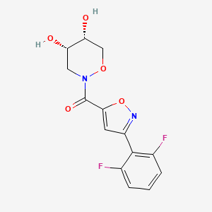 molecular formula C14H12F2N2O5 B7437193 [3-(2,6-difluorophenyl)-1,2-oxazol-5-yl]-[(4S,5R)-4,5-dihydroxyoxazinan-2-yl]methanone 