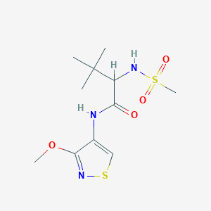 molecular formula C11H19N3O4S2 B7437195 2-(methanesulfonamido)-N-(3-methoxy-1,2-thiazol-4-yl)-3,3-dimethylbutanamide 