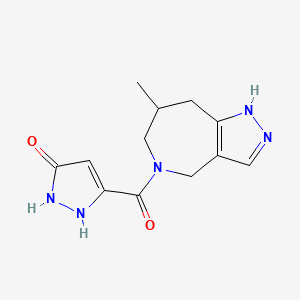 molecular formula C12H15N5O2 B7437208 5-(7-methyl-4,6,7,8-tetrahydro-1H-pyrazolo[4,3-c]azepine-5-carbonyl)-1,2-dihydropyrazol-3-one 