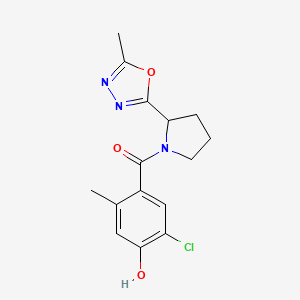 molecular formula C15H16ClN3O3 B7437225 (5-Chloro-4-hydroxy-2-methylphenyl)-[2-(5-methyl-1,3,4-oxadiazol-2-yl)pyrrolidin-1-yl]methanone 