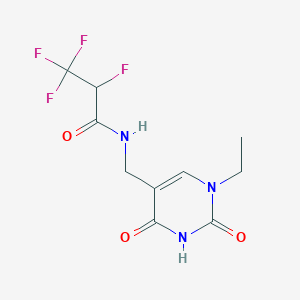 molecular formula C10H11F4N3O3 B7437249 N-[(1-ethyl-2,4-dioxopyrimidin-5-yl)methyl]-2,3,3,3-tetrafluoropropanamide 