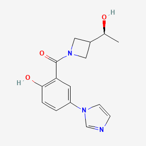 molecular formula C15H17N3O3 B7437251 [3-[(1S)-1-hydroxyethyl]azetidin-1-yl]-(2-hydroxy-5-imidazol-1-ylphenyl)methanone 