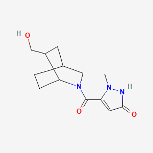 molecular formula C13H19N3O3 B7437258 3-[6-(hydroxymethyl)-2-azabicyclo[2.2.2]octane-2-carbonyl]-2-methyl-1H-pyrazol-5-one 