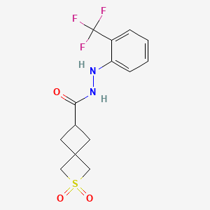molecular formula C14H15F3N2O3S B7437266 2,2-dioxo-N'-[2-(trifluoromethyl)phenyl]-2lambda6-thiaspiro[3.3]heptane-6-carbohydrazide 