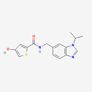 4-hydroxy-N-[(3-propan-2-ylbenzimidazol-5-yl)methyl]thiophene-2-carboxamide