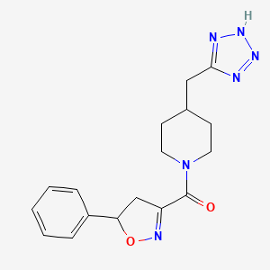 molecular formula C17H20N6O2 B7437289 (5-phenyl-4,5-dihydro-1,2-oxazol-3-yl)-[4-(2H-tetrazol-5-ylmethyl)piperidin-1-yl]methanone 
