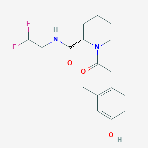 molecular formula C17H22F2N2O3 B7437315 (2S)-N-(2,2-difluoroethyl)-1-[2-(4-hydroxy-2-methylphenyl)acetyl]piperidine-2-carboxamide 