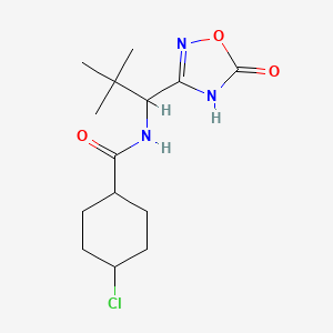 molecular formula C14H22ClN3O3 B7437324 4-chloro-N-[2,2-dimethyl-1-(5-oxo-4H-1,2,4-oxadiazol-3-yl)propyl]cyclohexane-1-carboxamide 