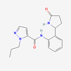 molecular formula C17H20N4O2 B7437332 N-[2-(5-oxopyrrolidin-2-yl)phenyl]-2-propylpyrazole-3-carboxamide 