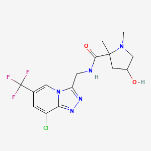 molecular formula C15H17ClF3N5O2 B7437358 N-[[8-chloro-6-(trifluoromethyl)-[1,2,4]triazolo[4,3-a]pyridin-3-yl]methyl]-4-hydroxy-1,2-dimethylpyrrolidine-2-carboxamide 