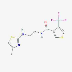 molecular formula C12H12F3N3OS2 B7437366 N-[2-[(4-methyl-1,3-thiazol-2-yl)amino]ethyl]-4-(trifluoromethyl)thiophene-3-carboxamide 