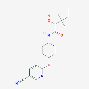 molecular formula C19H27N3O3 B7437372 N-[4-(5-cyanopyridin-2-yl)oxycyclohexyl]-2-hydroxy-3,3-dimethylpentanamide 