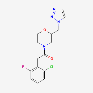 molecular formula C15H16ClFN4O2 B7437373 2-(2-Chloro-6-fluorophenyl)-1-[2-(triazol-1-ylmethyl)morpholin-4-yl]ethanone 