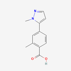 molecular formula C12H12N2O2 B7437406 2-Methyl-4-(1-methyl-1H-pyrazol-5-yl)benzoic acid 