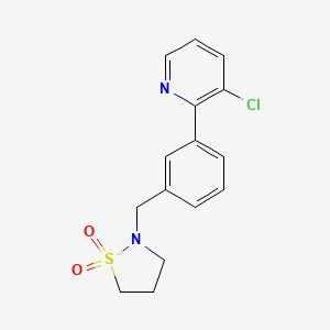 molecular formula C15H15ClN2O2S B7437415 2-[[3-(3-Chloropyridin-2-yl)phenyl]methyl]-1,2-thiazolidine 1,1-dioxide 