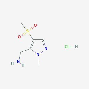 molecular formula C6H12ClN3O2S B7437426 1-(4-methanesulfonyl-1-methyl-1H-pyrazol-5-yl)methanamine hydrochloride 