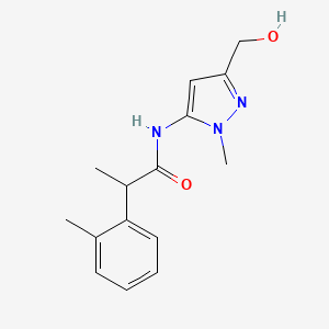 molecular formula C15H19N3O2 B7437434 N-[5-(hydroxymethyl)-2-methylpyrazol-3-yl]-2-(2-methylphenyl)propanamide 