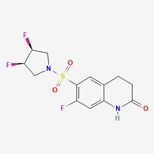 molecular formula C13H13F3N2O3S B7437454 6-[(3R,4S)-3,4-difluoropyrrolidin-1-yl]sulfonyl-7-fluoro-3,4-dihydro-1H-quinolin-2-one 
