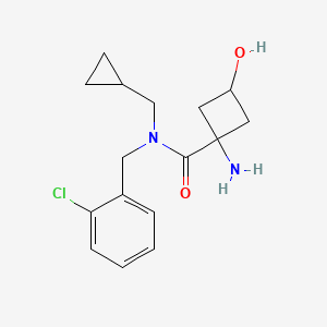 molecular formula C16H21ClN2O2 B7437482 1-amino-N-[(2-chlorophenyl)methyl]-N-(cyclopropylmethyl)-3-hydroxycyclobutane-1-carboxamide 