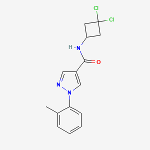 molecular formula C15H15Cl2N3O B7437503 N-(3,3-dichlorocyclobutyl)-1-(2-methylphenyl)pyrazole-4-carboxamide 