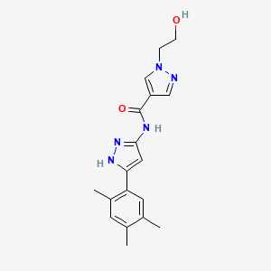 molecular formula C18H21N5O2 B7437519 1-(2-hydroxyethyl)-N-[5-(2,4,5-trimethylphenyl)-1H-pyrazol-3-yl]pyrazole-4-carboxamide 