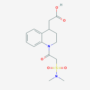 molecular formula C15H20N2O5S B7437564 2-[1-[2-(dimethylsulfamoyl)acetyl]-3,4-dihydro-2H-quinolin-4-yl]acetic acid 