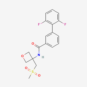 molecular formula C18H17F2NO4S B7437575 3-(2,6-difluorophenyl)-N-[3-(methylsulfonylmethyl)oxetan-3-yl]benzamide 