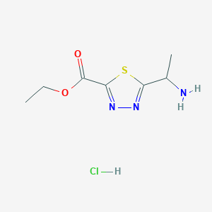 molecular formula C7H12ClN3O2S B7437581 Ethyl 5-(1-aminoethyl)-1,3,4-thiadiazole-2-carboxylate hcl 