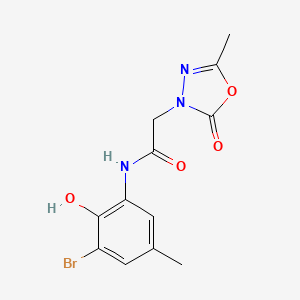 molecular formula C12H12BrN3O4 B7437590 N-(3-bromo-2-hydroxy-5-methylphenyl)-2-(5-methyl-2-oxo-1,3,4-oxadiazol-3-yl)acetamide 