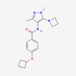 molecular formula C19H24N4O2 B7437600 N-[5-(azetidin-1-yl)-1,3-dimethylpyrazol-4-yl]-4-cyclobutyloxybenzamide 