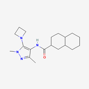 molecular formula C19H30N4O B7437608 N-[5-(azetidin-1-yl)-1,3-dimethylpyrazol-4-yl]-1,2,3,4,4a,5,6,7,8,8a-decahydronaphthalene-2-carboxamide 