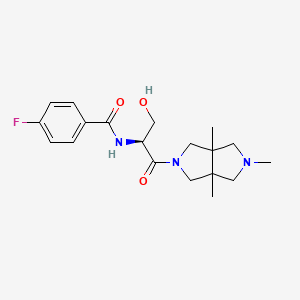 molecular formula C19H26FN3O3 B7437611 N-[(2S)-1-(2,3a,6a-trimethyl-1,3,4,6-tetrahydropyrrolo[3,4-c]pyrrol-5-yl)-3-hydroxy-1-oxopropan-2-yl]-4-fluorobenzamide 