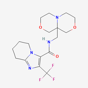 molecular formula C17H23F3N4O3 B7437617 N-(1,3,4,6,7,9-hexahydro-[1,4]oxazino[3,4-c][1,4]oxazin-9a-ylmethyl)-2-(trifluoromethyl)-5,6,7,8-tetrahydroimidazo[1,2-a]pyridine-3-carboxamide 