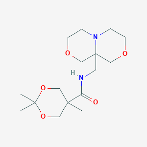 molecular formula C16H28N2O5 B7437625 N-(1,3,4,6,7,9-hexahydro-[1,4]oxazino[3,4-c][1,4]oxazin-9a-ylmethyl)-2,2,5-trimethyl-1,3-dioxane-5-carboxamide 