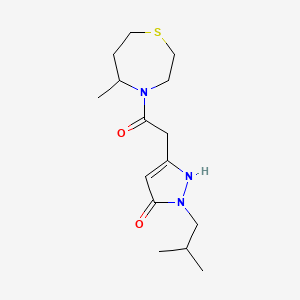 molecular formula C15H25N3O2S B7437650 2-(2-methylpropyl)-5-[2-(5-methyl-1,4-thiazepan-4-yl)-2-oxoethyl]-1H-pyrazol-3-one 