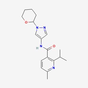molecular formula C18H24N4O2 B7437656 6-methyl-N-[1-(oxan-2-yl)pyrazol-4-yl]-2-propan-2-ylpyridine-3-carboxamide 