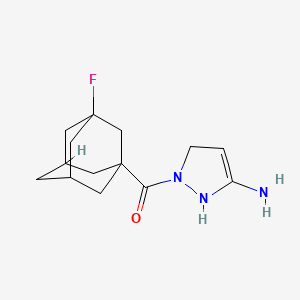 molecular formula C14H20FN3O B7437660 (5-Amino-1,3-dihydropyrazol-2-yl)-(3-fluoro-1-adamantyl)methanone 