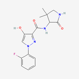 molecular formula C16H17FN4O3 B7437681 N-(4,4-dimethyl-2-oxopyrrolidin-3-yl)-1-(2-fluorophenyl)-4-hydroxypyrazole-3-carboxamide 
