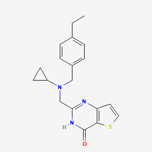 molecular formula C19H21N3OS B7437703 2-[[cyclopropyl-[(4-ethylphenyl)methyl]amino]methyl]-3H-thieno[3,2-d]pyrimidin-4-one 