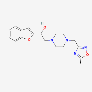 molecular formula C18H22N4O3 B7437724 1-(1-Benzofuran-2-yl)-2-[4-[(5-methyl-1,2,4-oxadiazol-3-yl)methyl]piperazin-1-yl]ethanol 